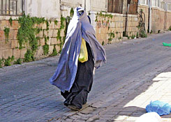 Haredi woman in burqa