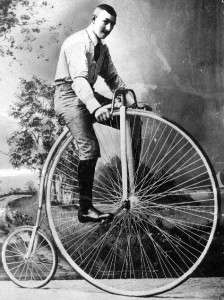 Man on an old bicycle