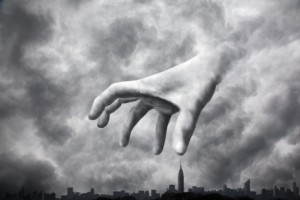 illustration of god's giant hand