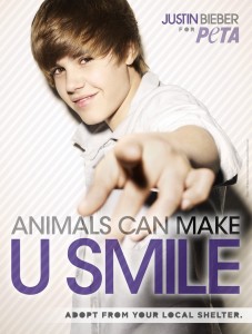 Justin Bieber in a PETA ad