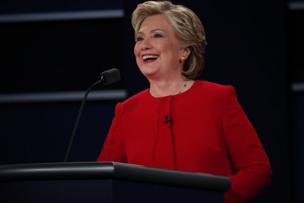 Hillary Clinton laughing during the presidential debate Monday night