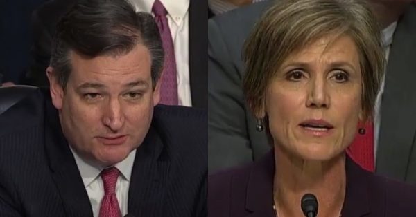 Side-by-side photos of Ted Cruz and Sally Yate