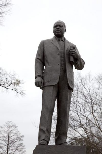A statue of Martin Luther King, Jr., in Birmingham's Kelly Ingram Park