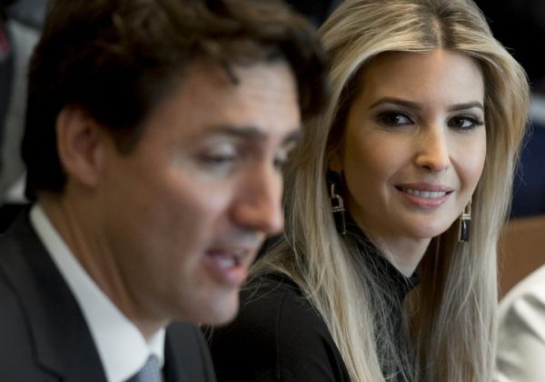 Canadian Prime Minister Justin Trudeau speaks alongside Ivanka Trump, daughter of US President Donald Trump, during a roundtable discussion on women entrepreneurs and business leaders in the Cabinet Room of the White House in Washington, DC, February 13, 2017. / AFP / SAUL LOEB (Photo credit should read SAUL LOEB/AFP/Getty Images)